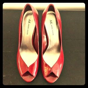 Red Ann Klein Peep Toe Heels